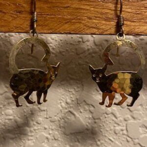 Wild Bryde hammered 14k gold plated cat earrings